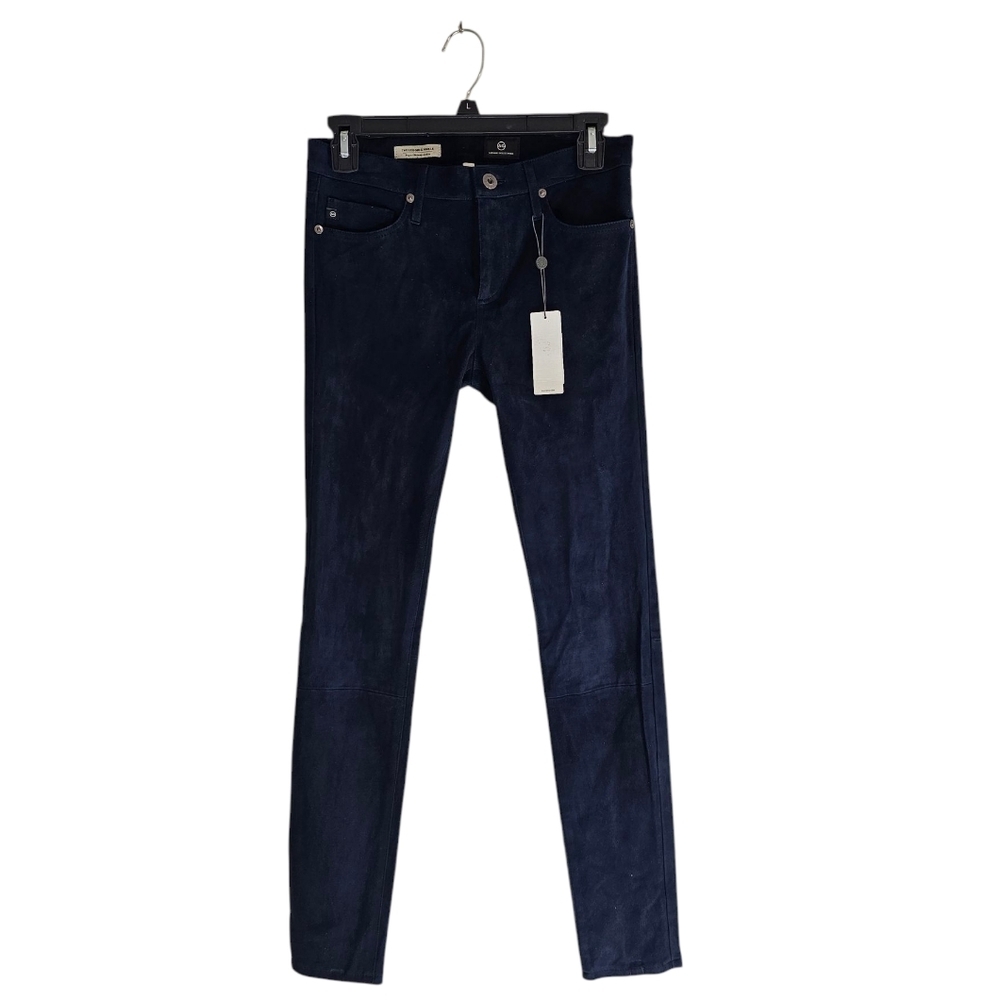 Adriano Goldschmied 100% Lamb Suede Midrise Super Skinny Ankle Blue Jeans 27 NWT